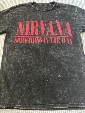 Nirvana 'Something in the Way' Black Mineral Wash Concert Tee Size M 90s